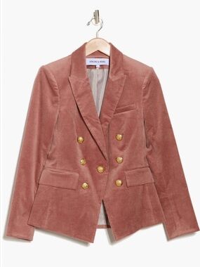 Veronica Beard Rose Dusty-Pink Double-Breasted Corduroy Blazer